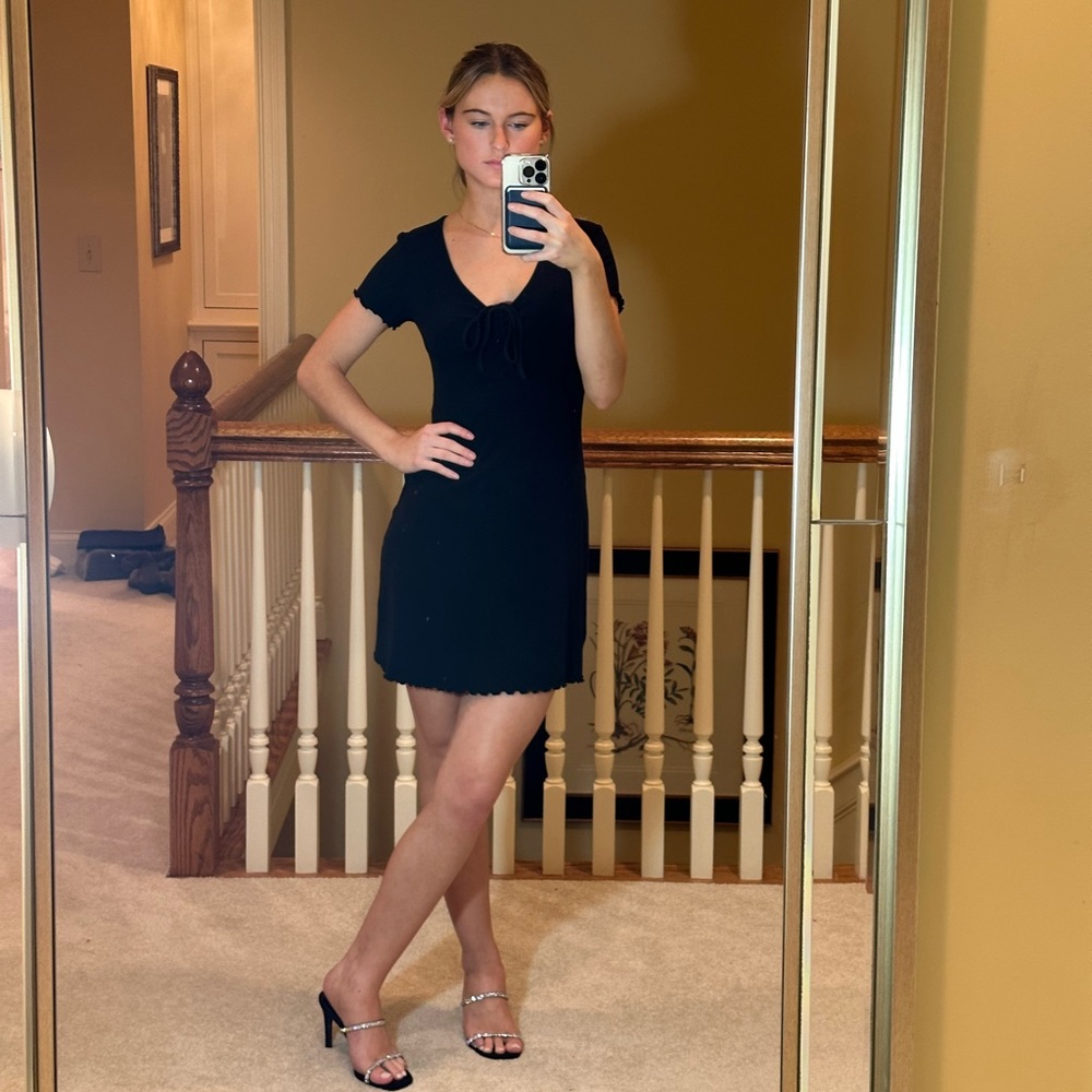 BP Short Sleeve Ribbed Dress (XS, Black)
